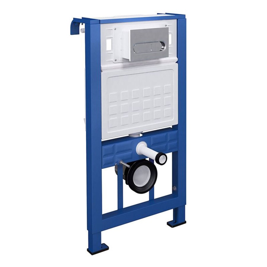 Wall Mounting Fixing Frame Including Cistern with Round Flush Plate