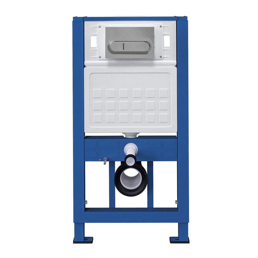 Wall Mounting Fixing Frame Including Cistern with Round Flush Plate