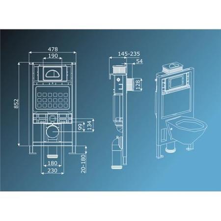 Wall Mounting Fixing Frame Including Cistern with Square Flush Plate