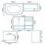 Bow Front Combination Unit with Venus Back to Wall Pan - Left Hand White with Black Worktop - Kirkwood