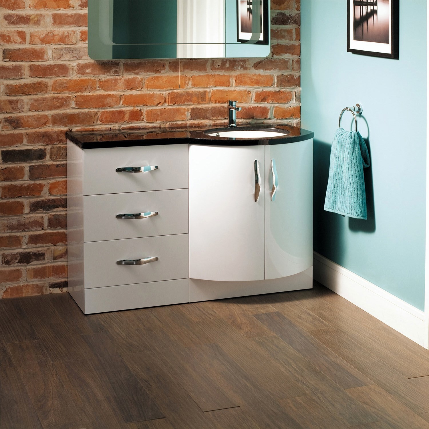 Bow Front Vanity Unit With Basin Door Drawers With Black Bow Front Vanity Unit With Basin Door Drawers With Black