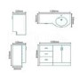 Bow Front Vanity Unit with Basin - Door & Drawers with Black Worktop - Kirkwood Range