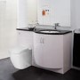 Bow Front Combination Unit with Venus Back to Wall Pan - Right Hand with Black Worktop - Kirkwood Range