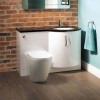 Bow Front Right Hand Toilet &amp; Basin Combination Unit with Venus Toilet - Black and White - Kirkwood Range