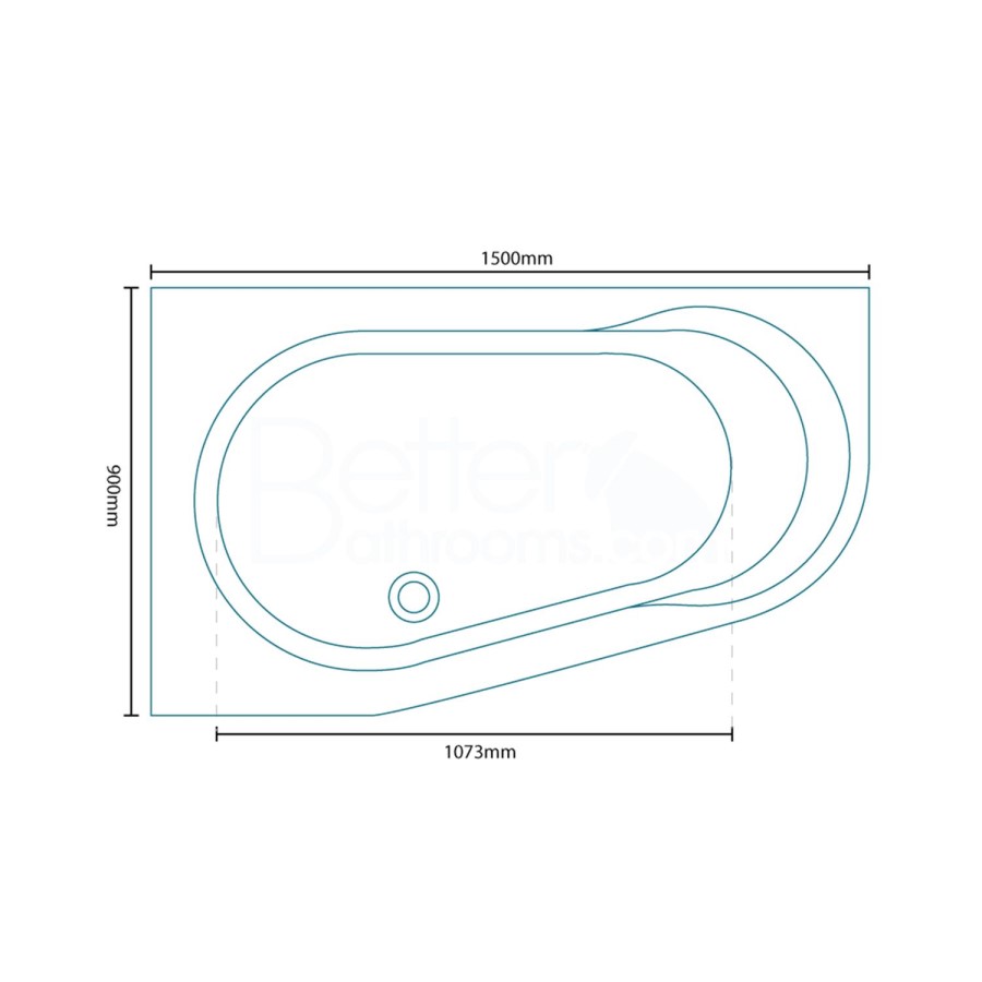 1500 x 900 Prima Offset Luxury Left Handed Corner Bath
