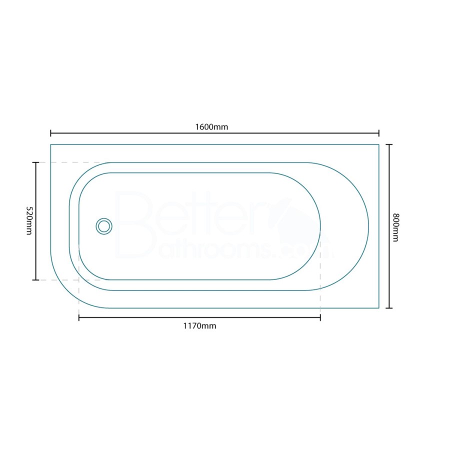 1600 Micro Luxury Right Handed Hydrotherapy Bath-BetaCast UPGRADE