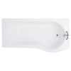 Modern Right Hand 1675 x 850 P-Shaped Shower Bath including Front Panel and 6mm Glass Curved Screen with Towel Rail