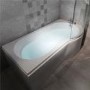 Modern Right Hand 1675 x 850 P-Shaped Shower Bath including Front Panel and 6mm Glass Curved Screen with Towel Rail