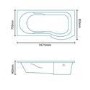 Modern Right Hand 1675mm Shower Bath
