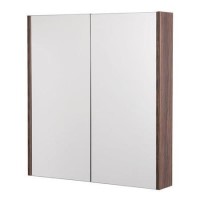 600mm Wall Hung Mirrored Cabinet - Double Door Walnut Storage - Aspen Range