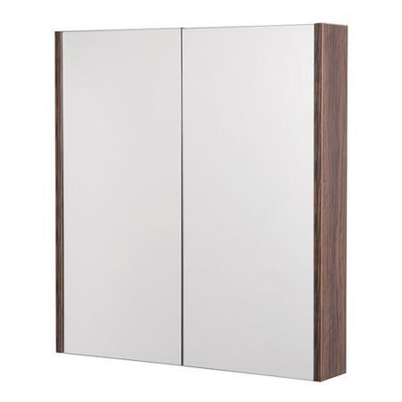 600mm Wall Hung Mirrored Cabinet - Double Door Walnut Storage - Aspen Range