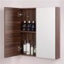 600mm Wall Hung Mirrored Cabinet - Double Door Walnut Storage - Aspen Range