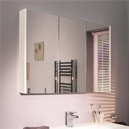 Windsor / Cuba / Aspen 90cm 3 Door White Mirror Cabinet