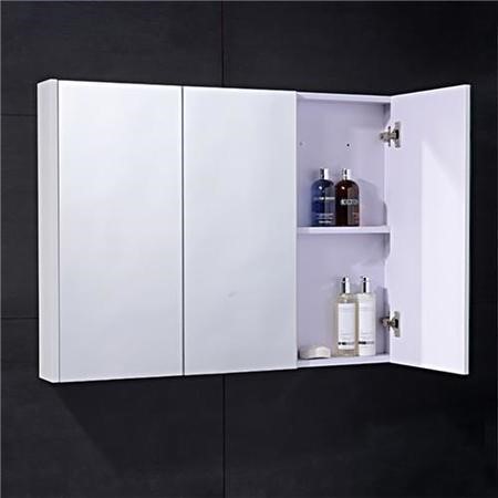 Aspen 90cm 3 Door White Mirror Cabinet, Mirrored Bathroom Cabinet 900 Wide