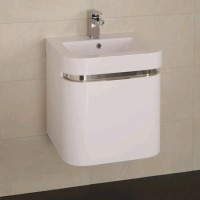 600mm Wall Hung Vanity Basin Unit - White Single Drawer - Murcia Range
