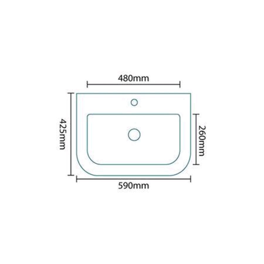 600mm Wall Hung Vanity Basin Unit - White Single Drawer - Murcia Range