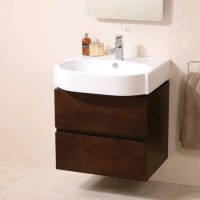 600mm Wall Hung Vanity Unit - Walnut Double Drawer Unit - Madrid Range 600mm Wall Hung Vanity Unit - Walnut Double Drawer Unit - Madrid Range