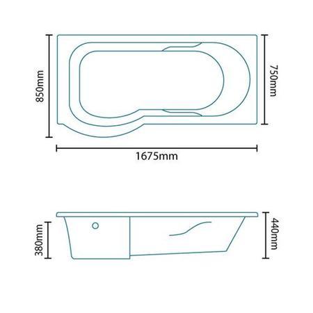 Modern Left Hand 1675mm Shower Bath