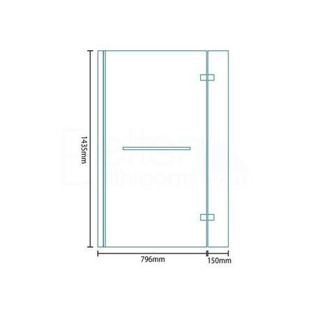 L-Shaped Fixed Bath Shower Screen H1435 x W796mm with Towel Rail