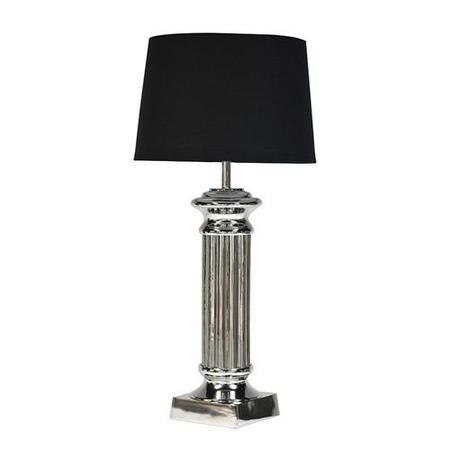 Nickel Pillar Lamp With Black Shade