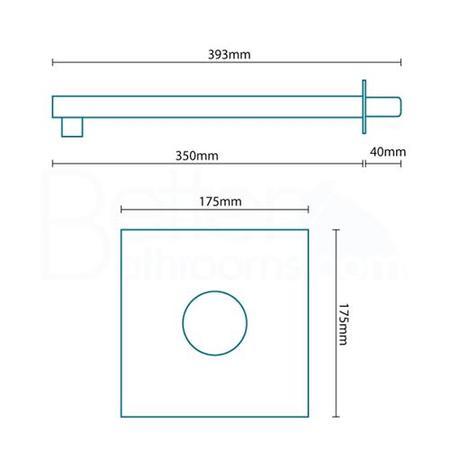 Quadrato Square 175mm Shower Head & Wall Arm