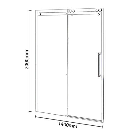 Sliding Shower Door Left Hand 1400mm - 10mm Glass - Trinity Range
