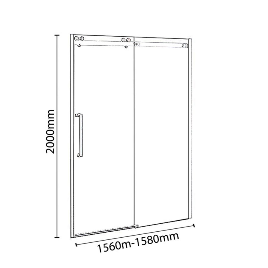 Sliding Shower Door Left Hand 1600mm - 10mm Glass - Trinity Range