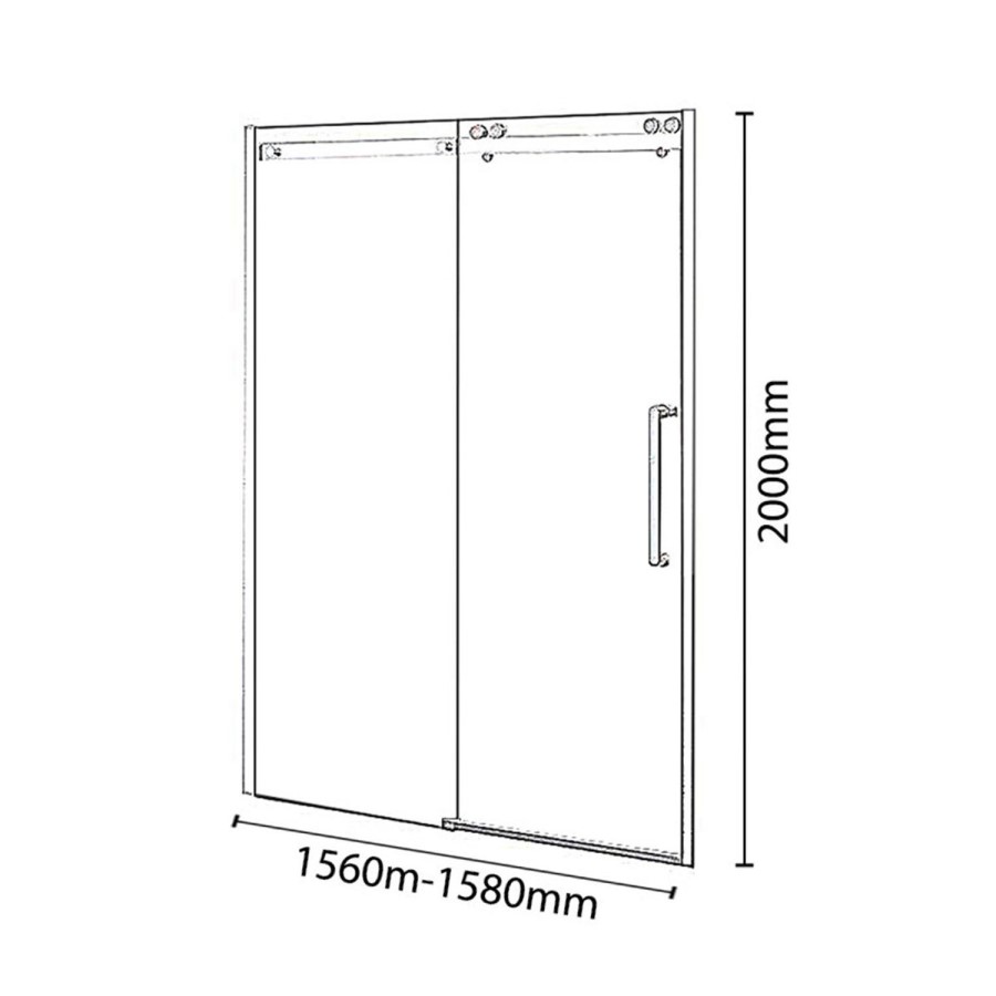 Shower Door Right Hand 1600mm - 10mm Easy Clean Glass - Trinity Range