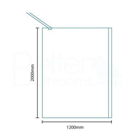1200 x 2000 Walk In Shower Panel - 10mm Easy Clean Glass - Trinity Range