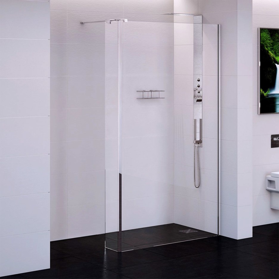 Wet Room Screen 1100 x 2000mm with Return Panel 250mm 10mm Glass