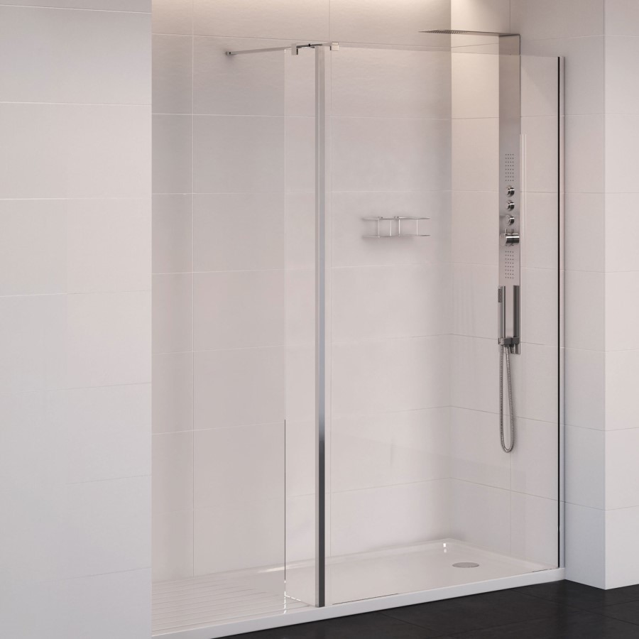 800 x 200mm Wet Room Screen with 250mm Return Panel 10mm Glass - Trinity