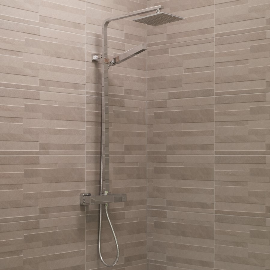 Deluxe Square Riser Slide Shower Rail Kit with Valve 