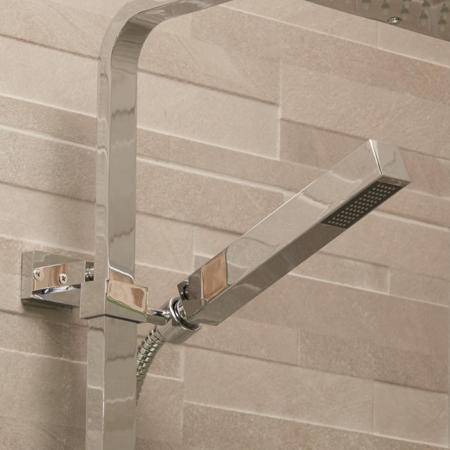 Deluxe Square Riser Slide Shower Rail Kit with Valve 