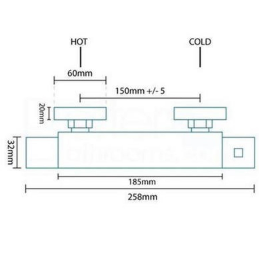 Deluxe Square Riser Slide Shower Rail Kit with Valve
