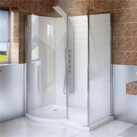 6mm 1400 x 900 Curved Left Hand Walk In Enclosure with Shower Tray