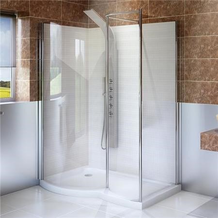 6mm 1400 X 900 Curved Left Hand Walk In Enclosure With Shower Tray