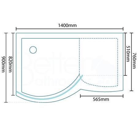 6mm 1400 x 900 Curved Left Hand Walk In Enclosure with Shower Tray
