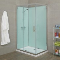 Quatro Rectangular Shower Cabin with Aqua White Back Panels - 1200 x 800mm