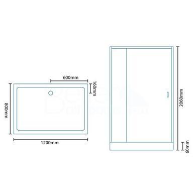 Quatro Rectangular Shower Cabin with Aqua White Back Panels - 1200 x 800mm