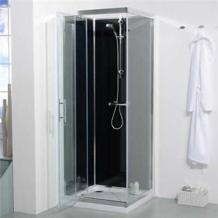 Quatro Square Shower Cabin with Black Back Panels - 800 x 800mm