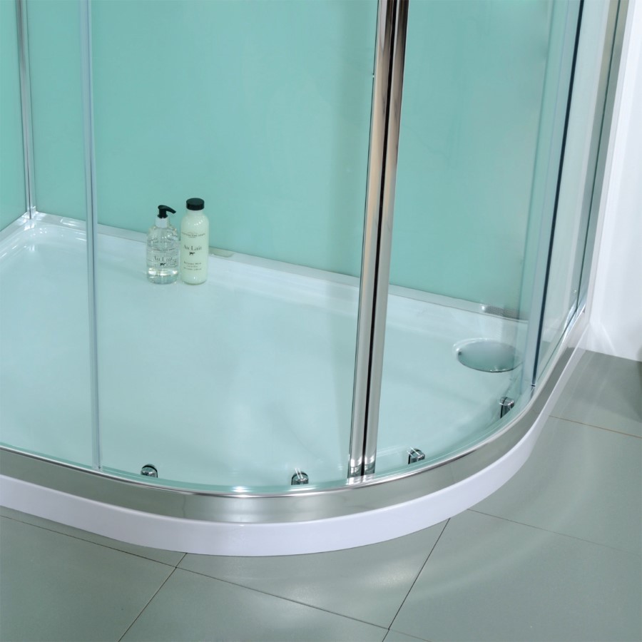 Offset Left Handed Shower Cabin with Aqua Back Panels - 1200 x 900mm