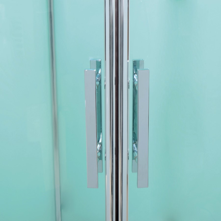 Offset Left Handed Shower Cabin with Aqua Back Panels - 1200 x 900mm