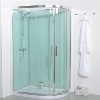 Offset Left Handed Shower Cabin with Aqua White Back Panels - 1200 x 900mm