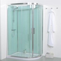 1200mm Offset Left Hand Quadrant Shower Cabin with Aqua White Back Panels with SQUARE  VALVE