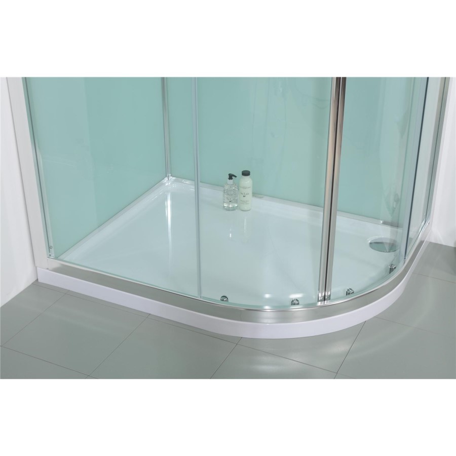 1200mm Offset Left Hand Quadrant Shower Cabin with Aqua White Back Panels with SQUARE  VALVE
