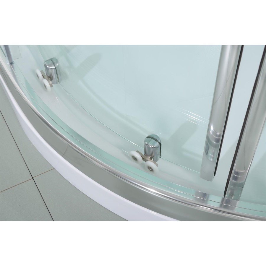 1200mm Offset Left Hand Quadrant Shower Cabin with Aqua White Back Panels with SQUARE  VALVE