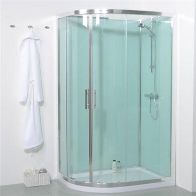 1200mm Offset Right Hand Quadrant Shower Cabin with Aqua Back Panels-Cabin Standard with No Valve