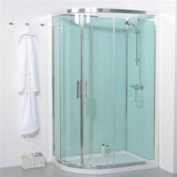 1200mm Offset Right Hand Quadrant Shower Cabin with Aqua White Back Panels - with SQUARE VALVE