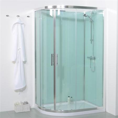 1200mm Offset Right Hand Quadrant Shower Cabin with Aqua White Back Panels - with SQUARE VALVE