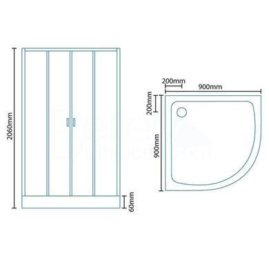 900 Quadrant Shower Cabin with Black Panels-Cabin with Ecobar Valve and Standard Handset